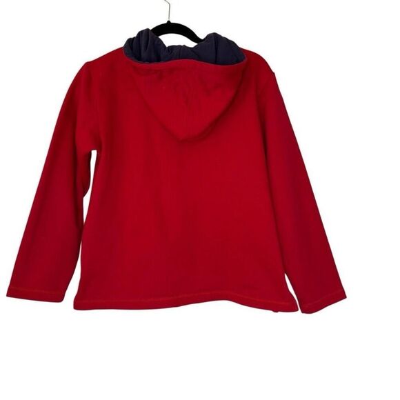 Quacker Factory Red & Navy Hooded Zip Sweatshirt with Crystal Beading Sz S - Picture 3 of 14